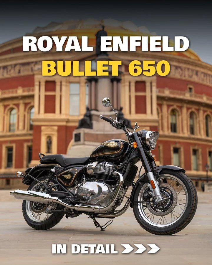 Instagram post by @powerdrift for Royal Enfield. Caption reads: RE’s latest 650cc motorcycle carries the legendary....