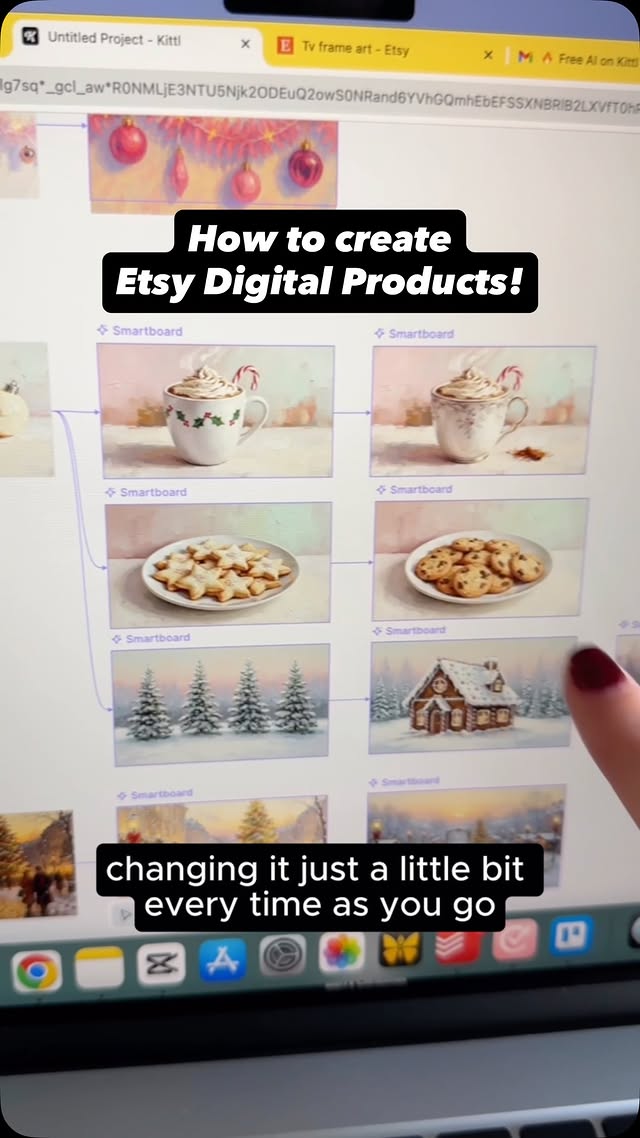 Instagram post by @busybeesara for Kittl. Caption reads: [...] AI 🤯 has literally never been easier!....