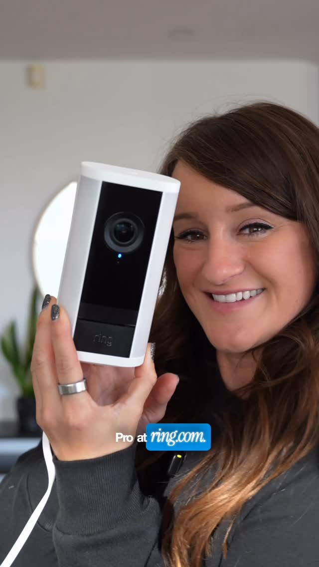 Instagram post by @jennaezarik for Ring. Caption reads: When I saw the @Ring Spotlight Cam Pro announced....