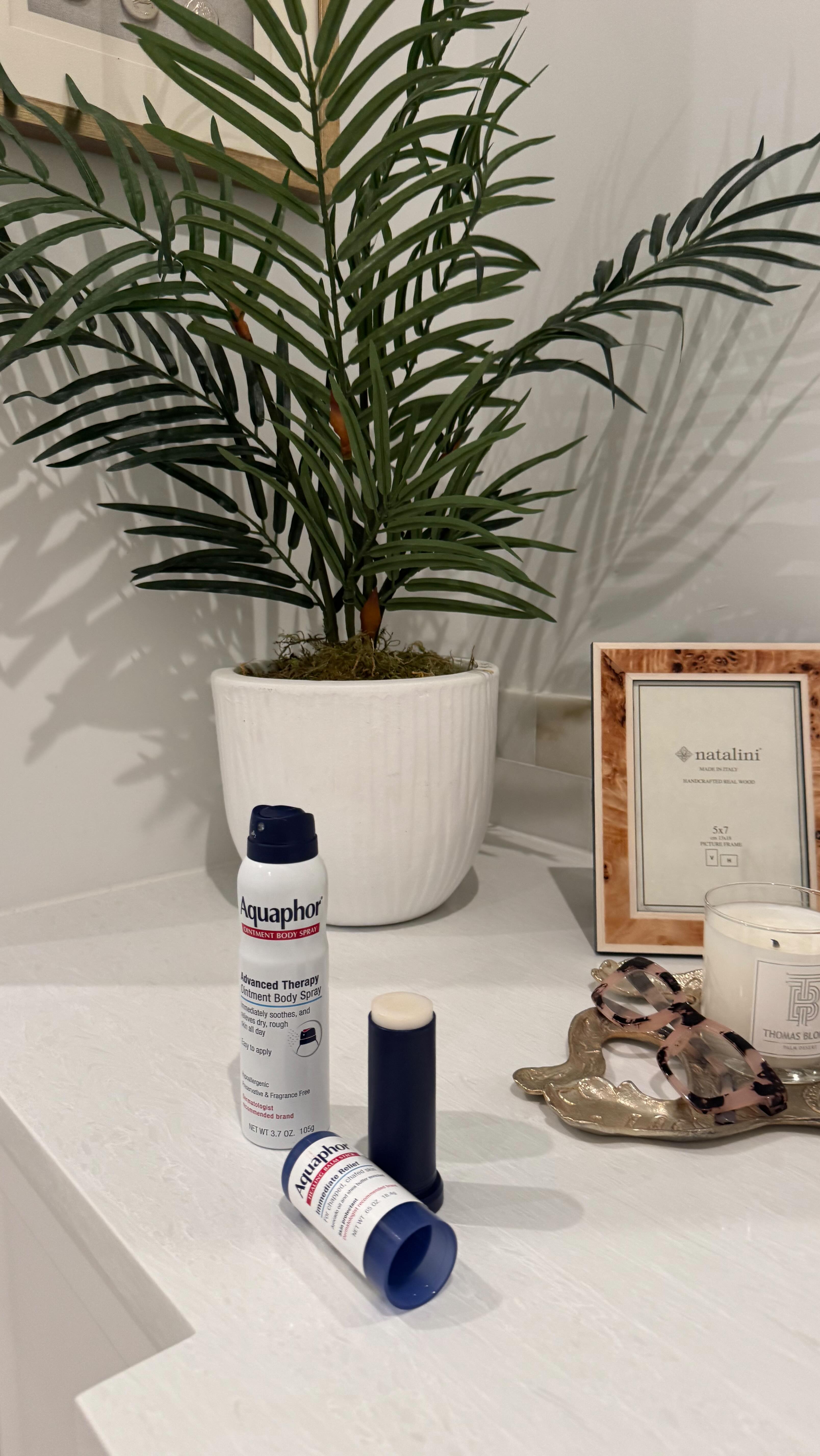 Instagram post by @itstherealkimshady for Aquaphor US. Caption reads: #ad Get Sabrina’s dewy, red carpet ready skin look....