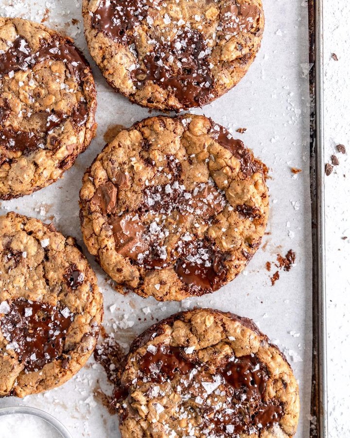 Instagram post by @cloudykitchen for Bake from Scratch. Caption reads: These dairy free oatmeal chocolate chip cookies....