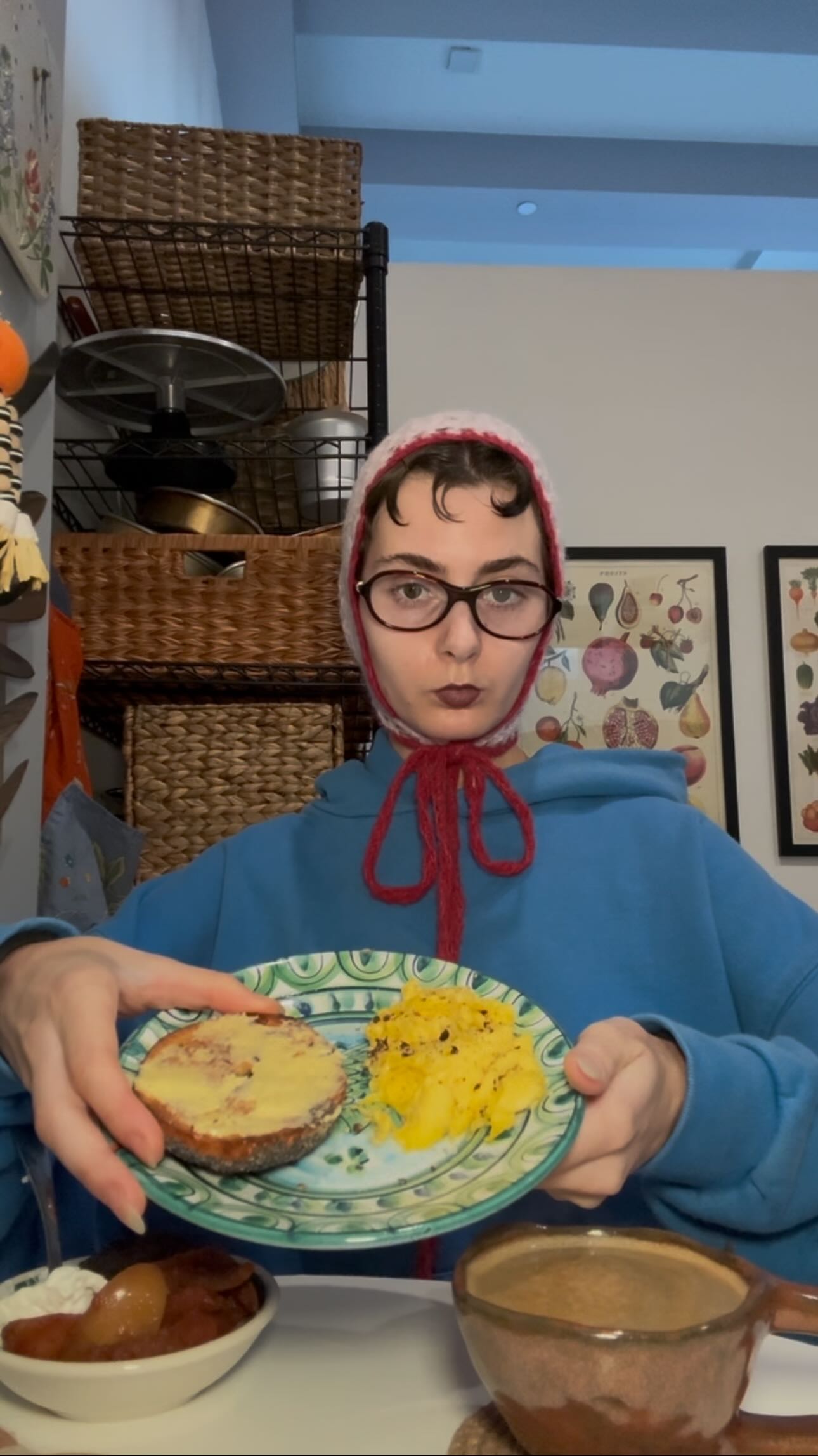 Instagram post by @aimeefrance for Icelandic Provisions. Caption reads: Bagel and scrambled eggs for breakfast....