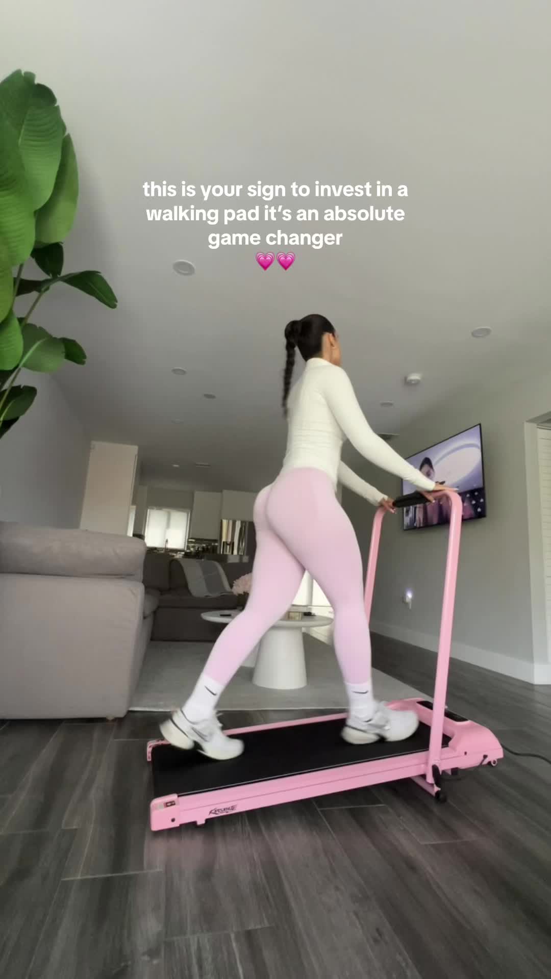 TikTok post by @angeliquefaithruiz for ancheer. Caption reads: my newest obsession @Ancheer🩷 #treadmill....