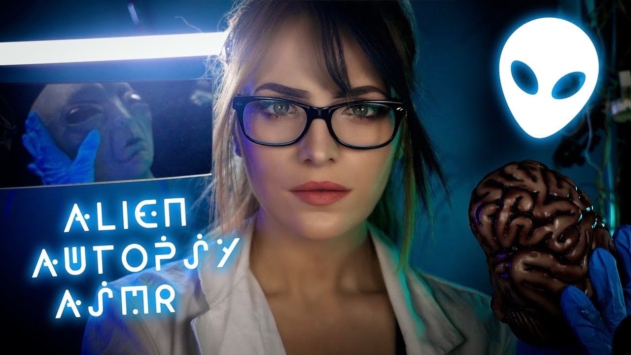 YouTube post by @ASMRShanny for Throne. Caption reads: Alien Autopsy ASMR | You Are the Specimen.