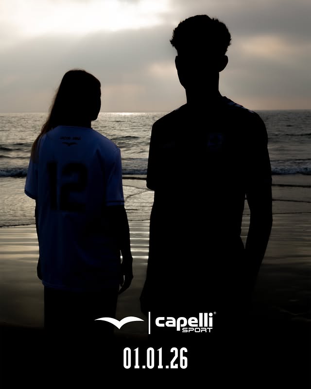 Instagram post by @socalreds_fc for Capelli Sport. Caption reads: [...] Away. One identity. SoCal Reds FC ×....