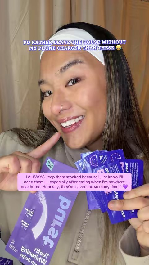 TikTok post by @leahflynner for Burst Oral Care. Caption reads: [...] orders €20+ and FREE SHIPPING🛍️* @BURST....