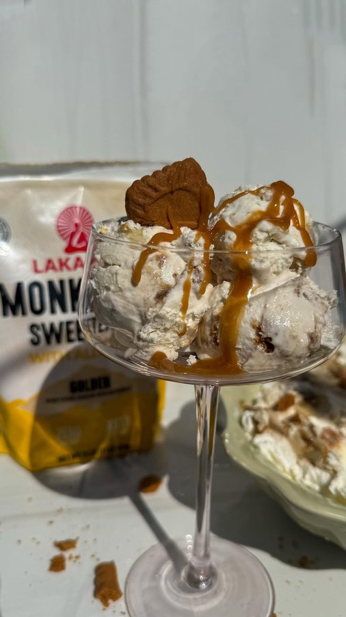 Instagram post by @champagneang for Lakanto. Caption reads: The Fall ice cream you didn’t know you needed....