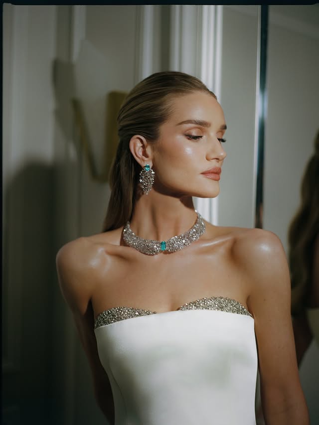 Instagram post by @rosiehw for Tiffany & Co.. Caption reads: New York. @tiffanyandco. The new Blue Book. 🩵....
