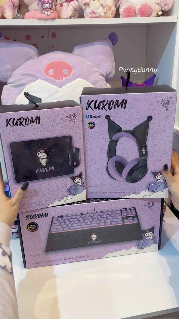 Instagram post by @punkybunny for Razer. Caption reads: Razer x Kuromi 🖤💜🖤
UNLEASH CUTE CHAOS!!!....