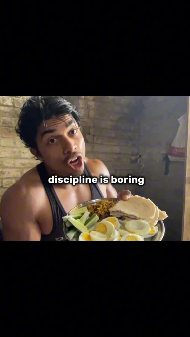 Instagram post by @abhiii_001_ for Bigmuscles Nutrition. Caption reads: Discipline feels boring... until you see what it....