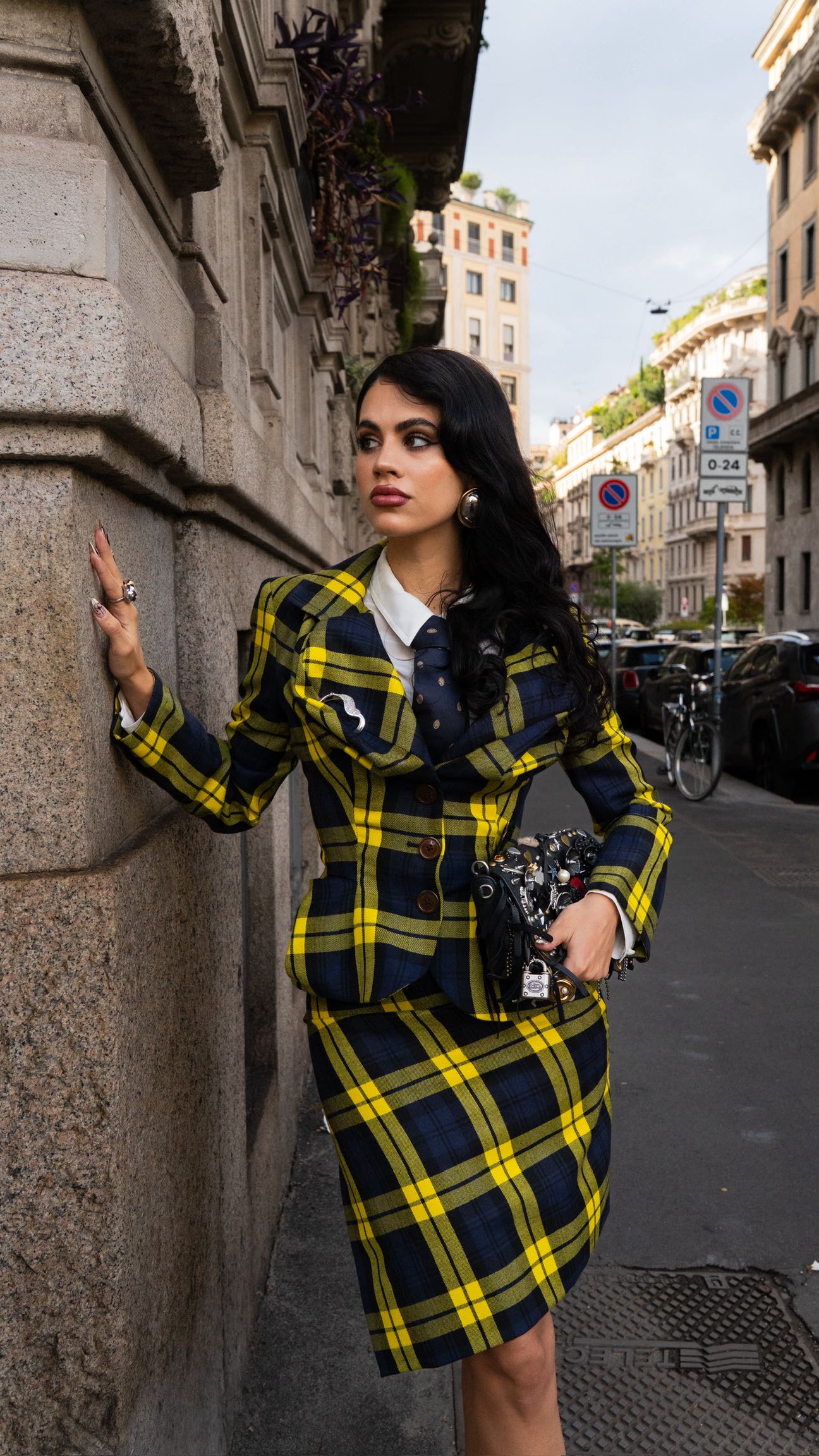 Instagram post by @madiwebb for Mytheresa. Caption reads: the matching curtains were a paid actor 💋 wdyt??....