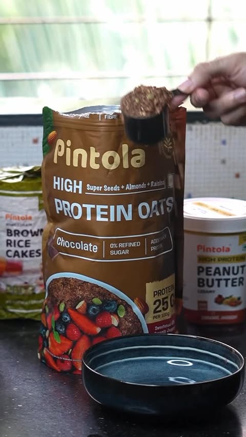 Instagram post by @kunalkapoor11_ for Pintola. Caption reads: Oats + Pintola Peanut Butter = Taste bhi, health....