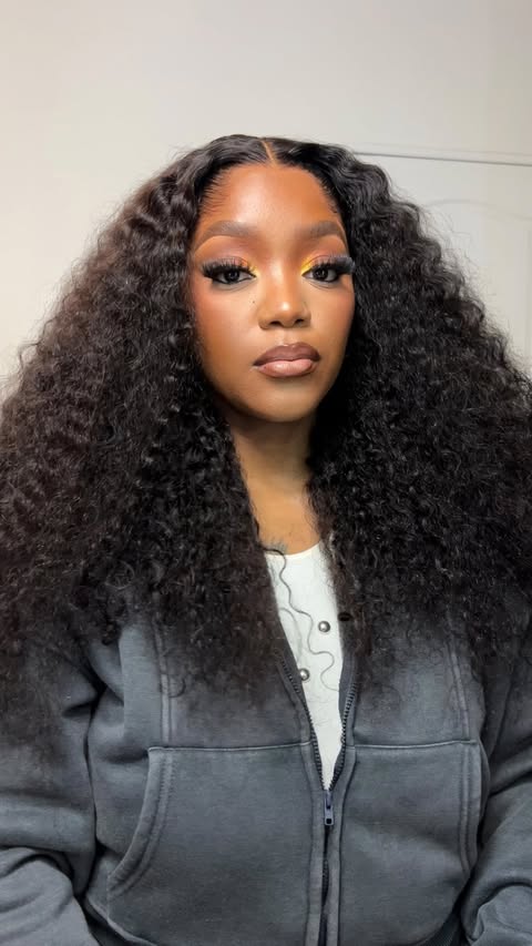 Instagram post by @kamo_leslie for Luvme Hair. Caption reads: [...] waterwave curls with a Lagos hairline....