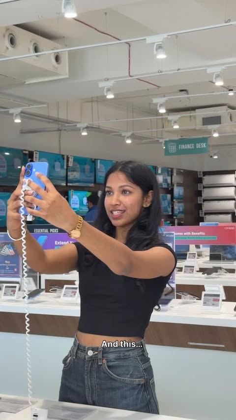 Instagram post by @vikshitha_v for Croma. Caption reads: [...] my flirting skills where it actually pays....