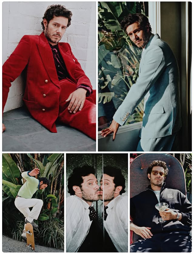 Instagram post by an influencer for MR PORTER. Caption reads: [...] for another adam brody shoot @mrporter....