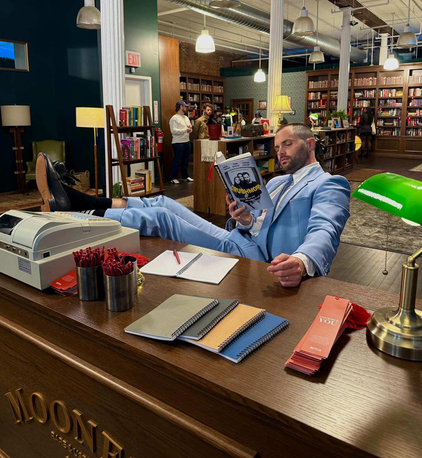Instagram post by @podcrushed for Gallery Books Group. Caption reads: Hey, You, happy series finale premiere day! Joe....