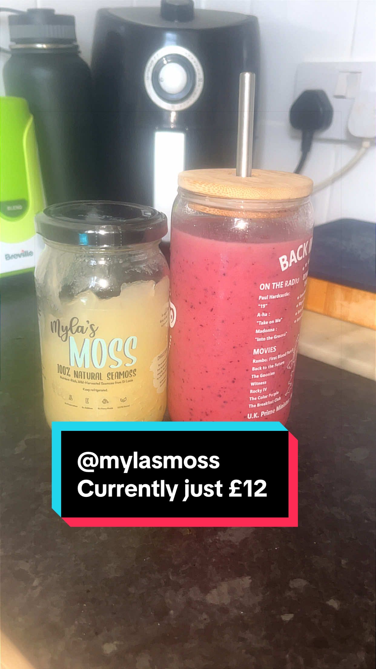 TikTok post by @lisa_london_mua for Myla's Moss. Caption reads: [...] see the health benefits for yourself....