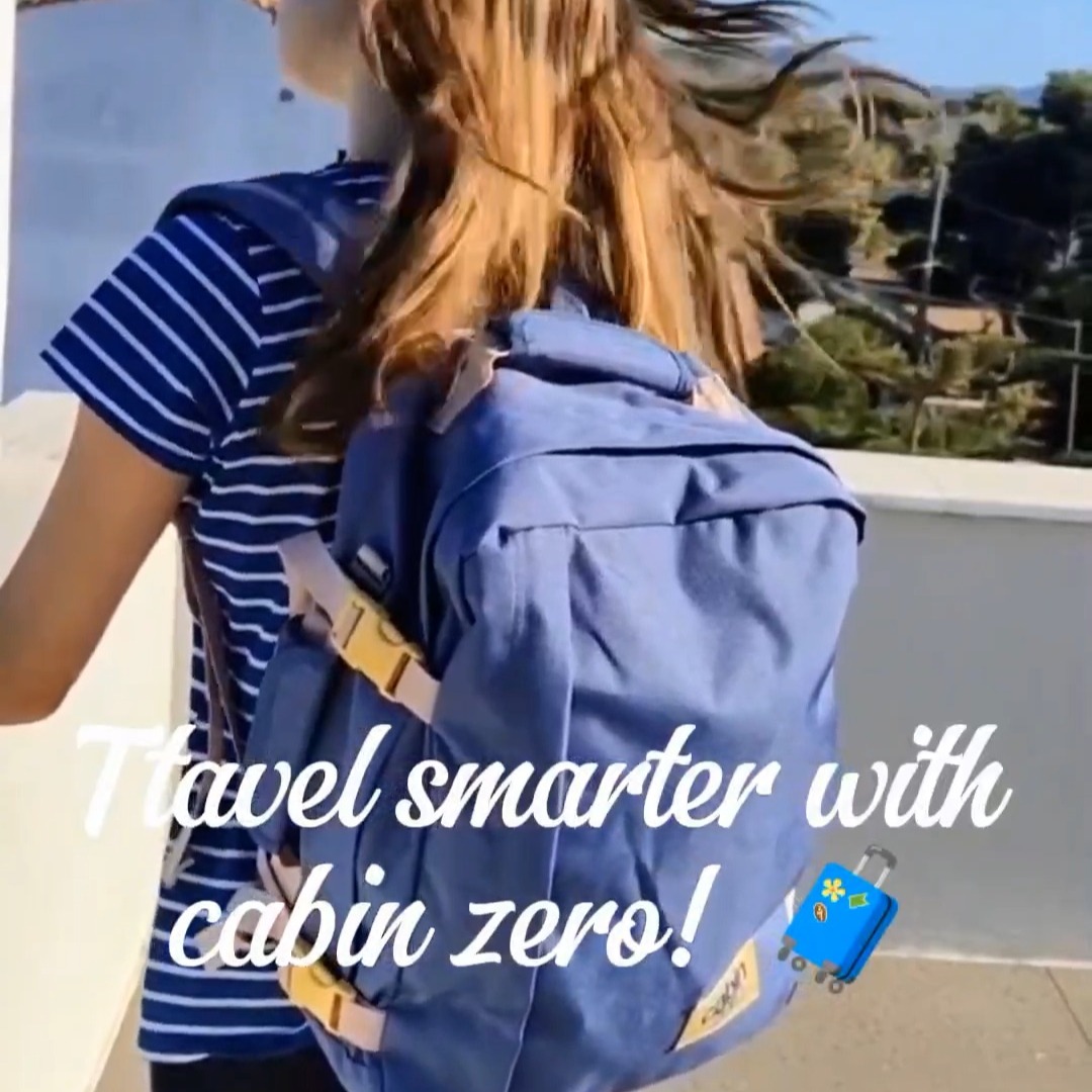 Instagram post by @george_trantas for CABINZERO. Caption reads: [...] within airline restrictions — and my....