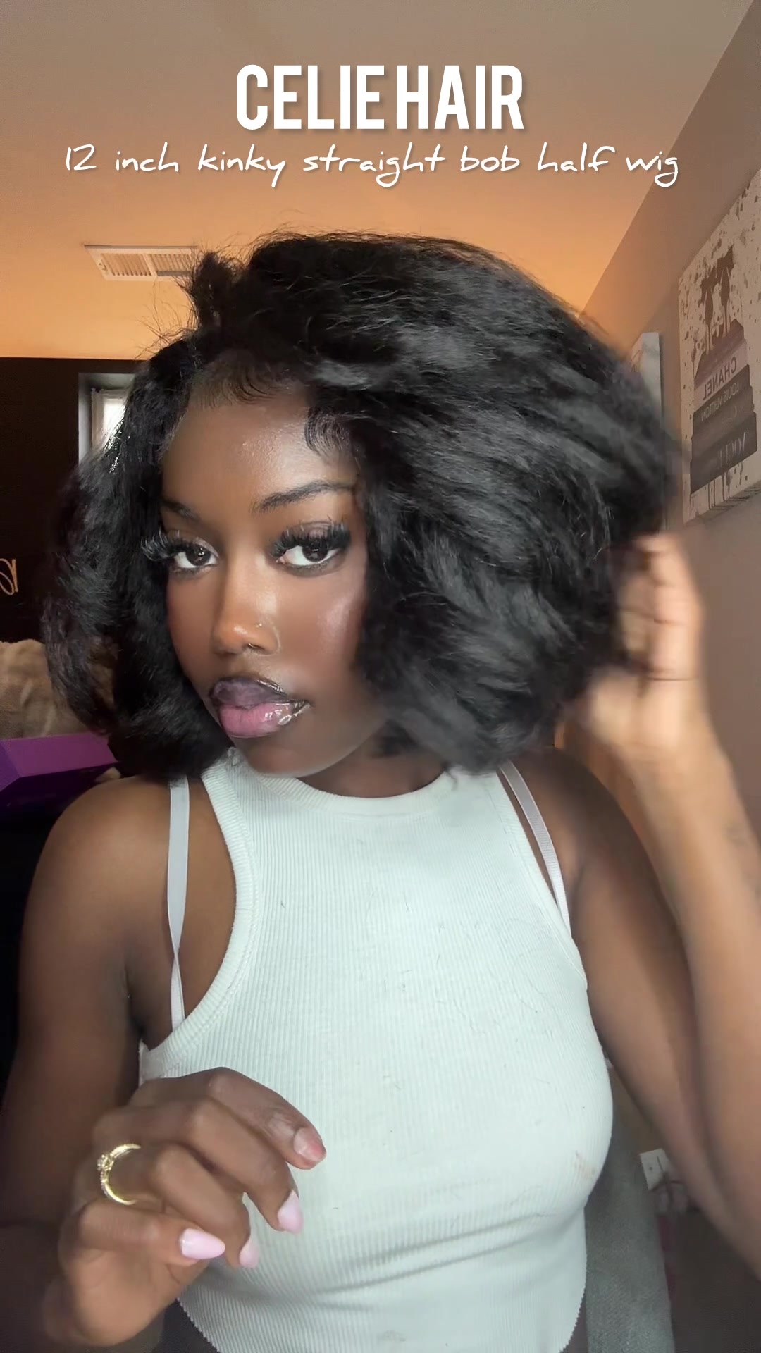 TikTok post by @trendyydevin for Celie Hair. Caption reads: [...] So in loveee🥹😍😍😍 Hair from @celiehair....