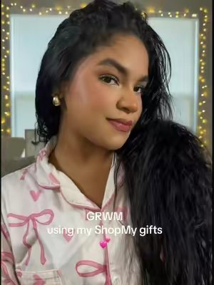 TikTok post by @elabrooksm for Gimme Beauty. Caption reads: GRWM with my ShopMy gifts 🎀🤍 @gimme beauty @Pixi....