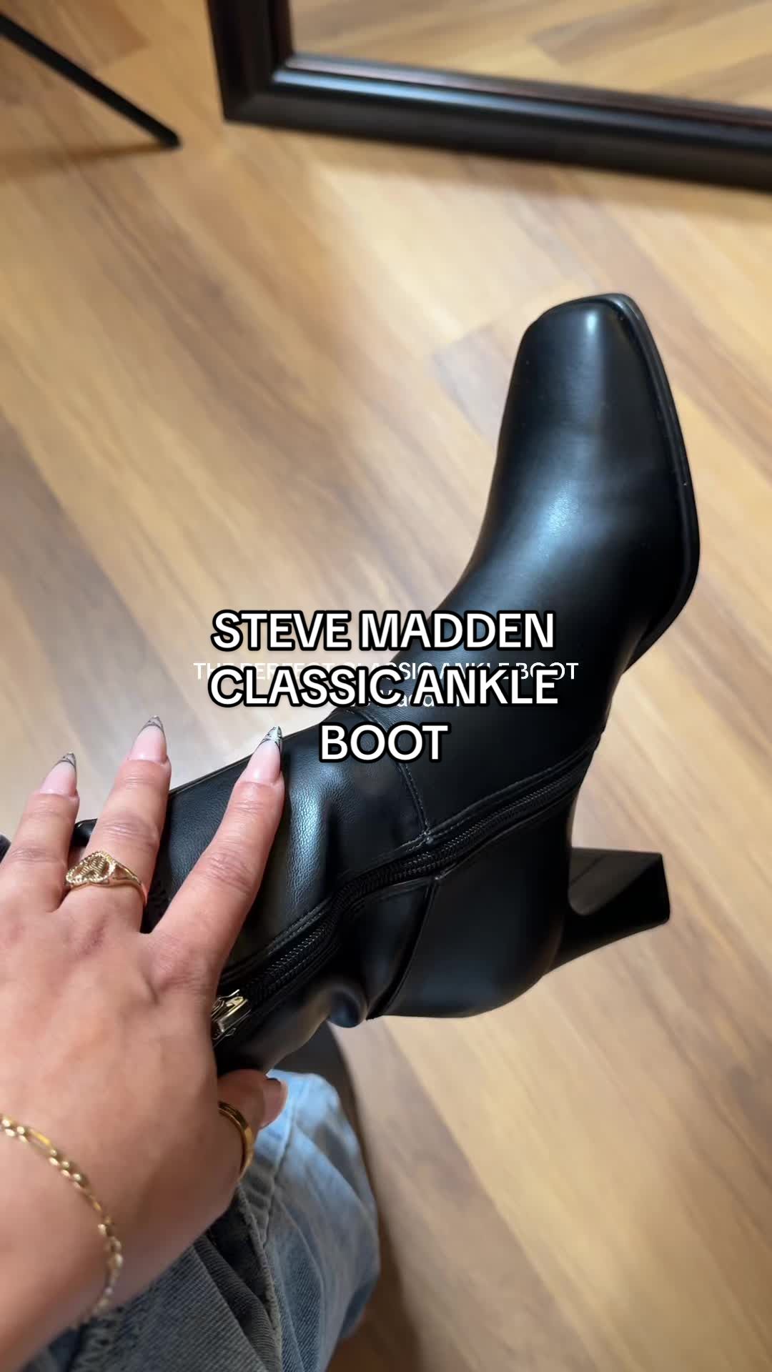 TikTok post by @shantemercedes for Steve Madden. Caption reads: These @stevemadden Harp boots are such a [...].