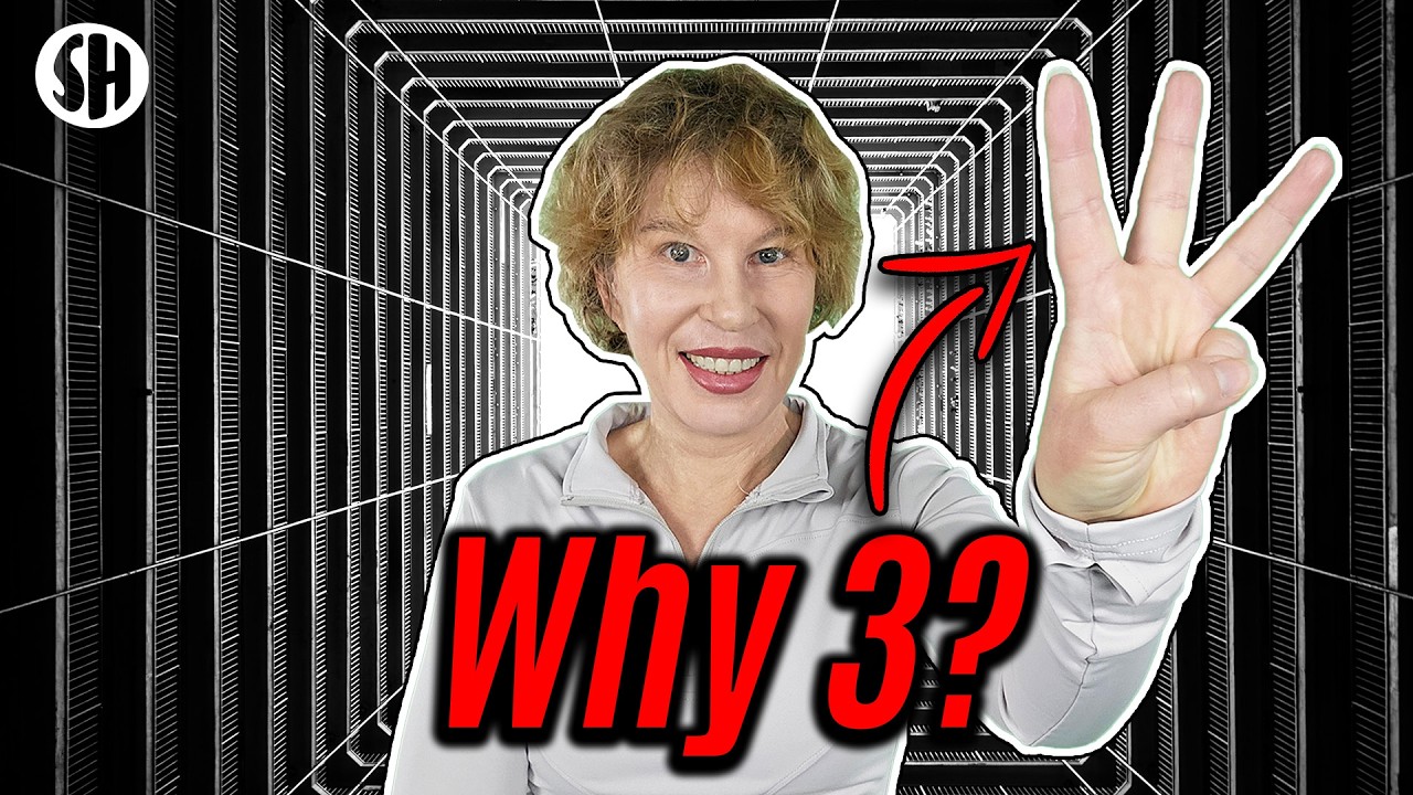 YouTube post by @SabineHossenfelder for Brilliant.org. Caption reads: Why Does Space Have Three Dimensions?.