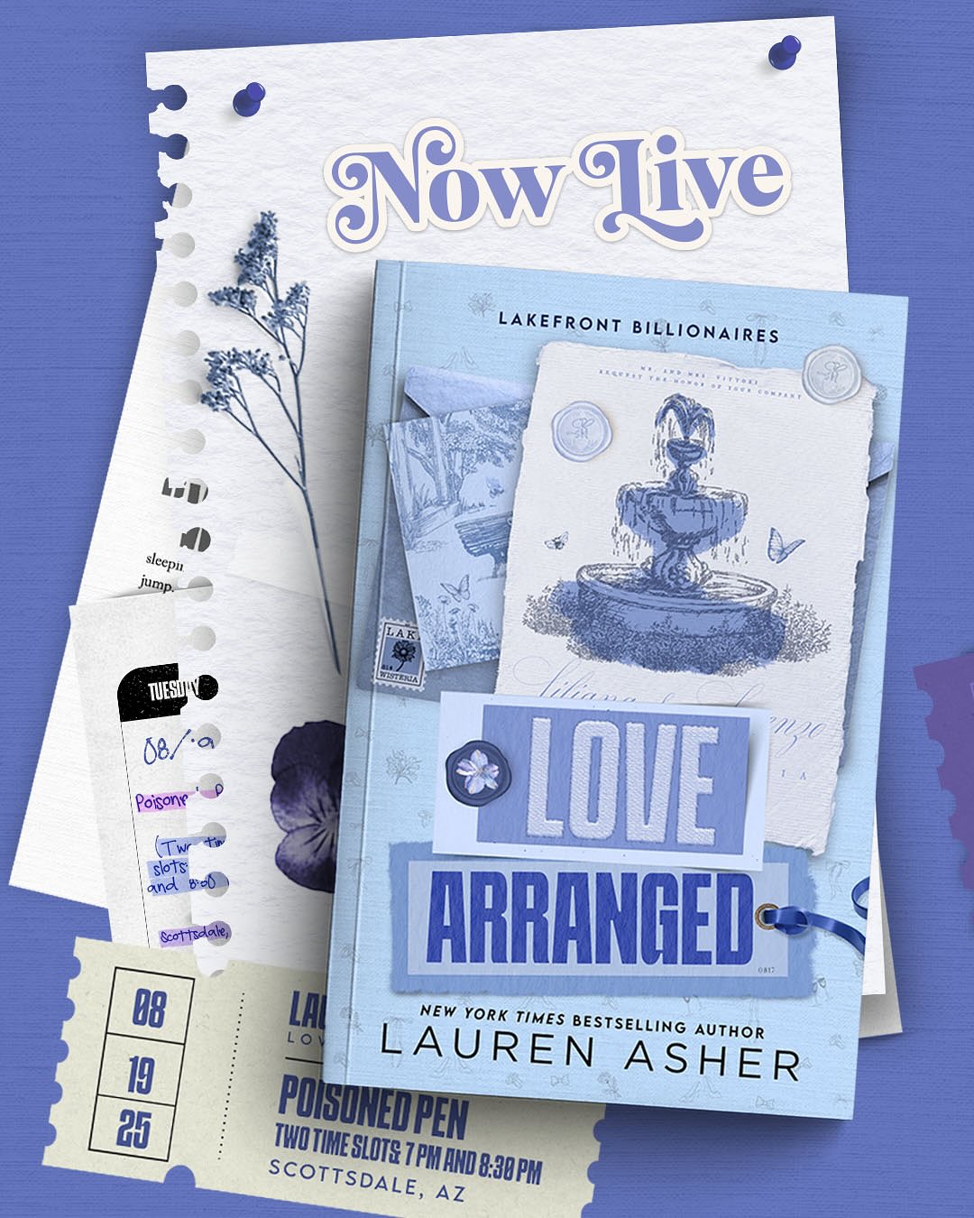 Instagram post by @laurenasherauthor for Bloom Books. Caption reads: Welcome back to Lake Wisteria for the final book....