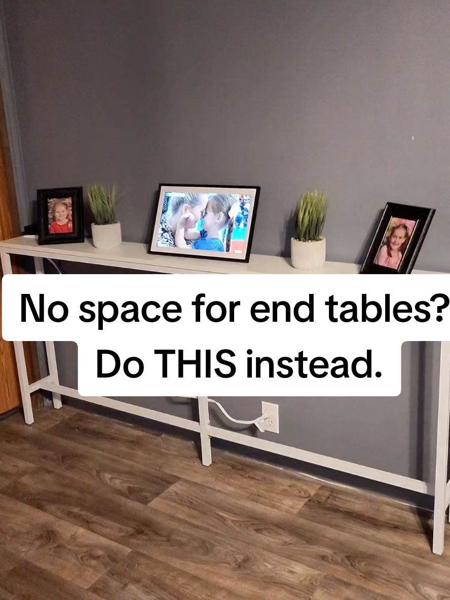 TikTok post by @allisons_mom84 for Sweet Furniture Plus. Caption reads: [...] setup behind their sofa. @Sweet Furniture....