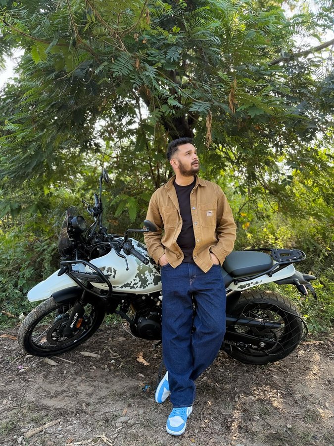 Instagram post by @kedarvasi for Royal Enfield. Caption reads: अपनी कमाई की पहली गाड़ी 🥺❤️🧿

Firsts are always....