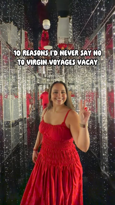 Instagram post by @iviethefoodie for Virgin Voyages. Caption reads: 10 reasons I’ll never say no to a @VirginVoyages....
