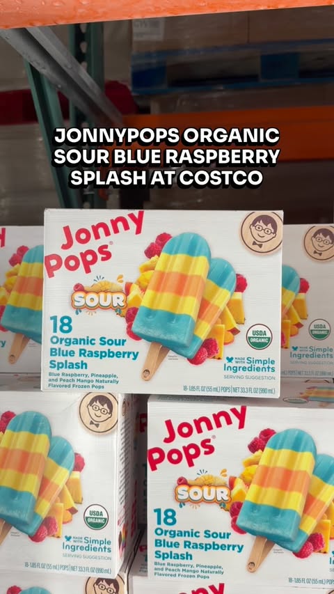 Instagram post by @costcobuys for JonnyPops. Caption reads: @JonnyPops Organic Sour Blue Raspberry Splash is....