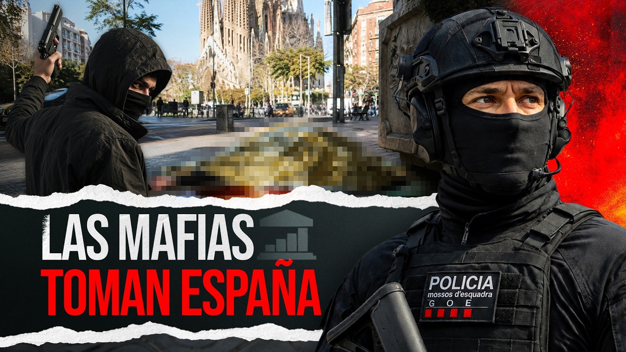 YouTube post by @VisualPolitik for TM Trade. Caption reads: OUT OF CONTROL? SPAIN is FLOODED with CRIME and....