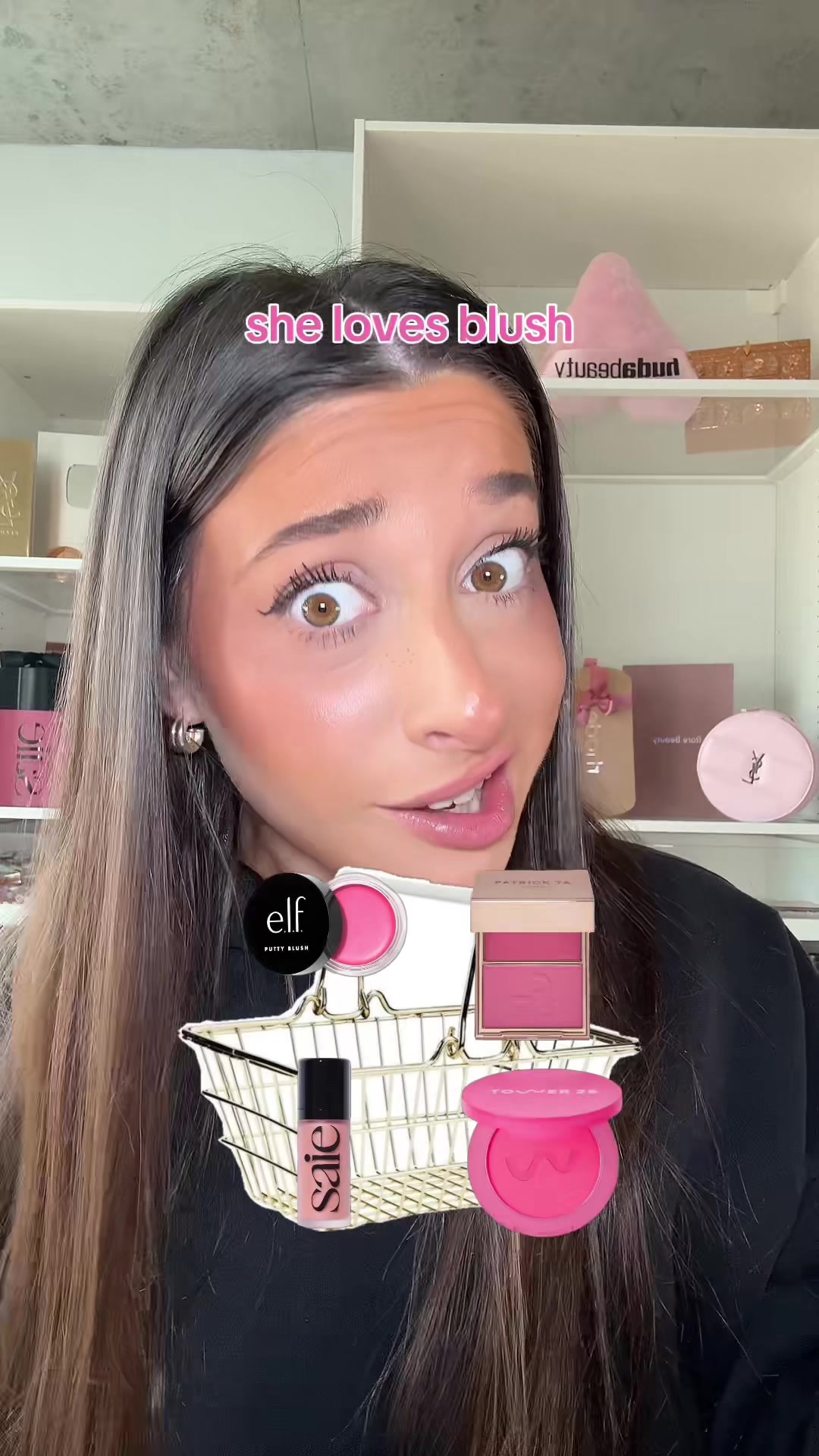 TikTok post by @allierosss for Tower 28 Beauty. Caption reads: THIS BLUSH FILTER WAS TOOO HARD LOL @Tower 28....