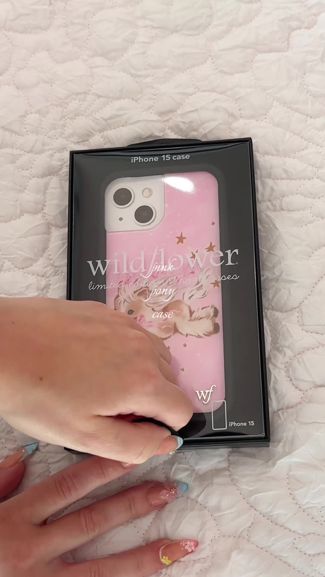 TikTok post by @danarosetta for Wildflower Cases. Caption reads: cutest pink pony phone case from @Wildflower Cases....