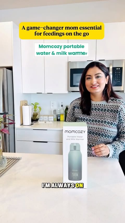 Instagram post by @desifiedcanadian for Momcozy. Caption reads: [...] mom life — I’m always on the go ✨
This....