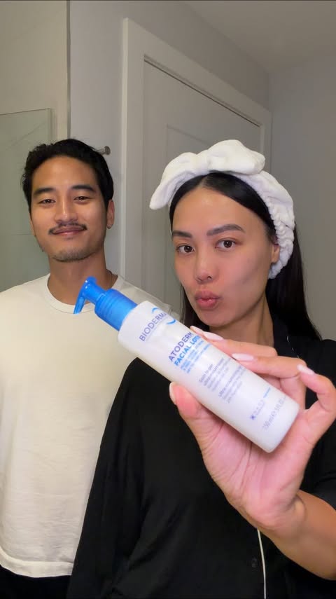 Instagram post by @katiecung for Bioderma. Caption reads: [...] skin types, we both love and use....