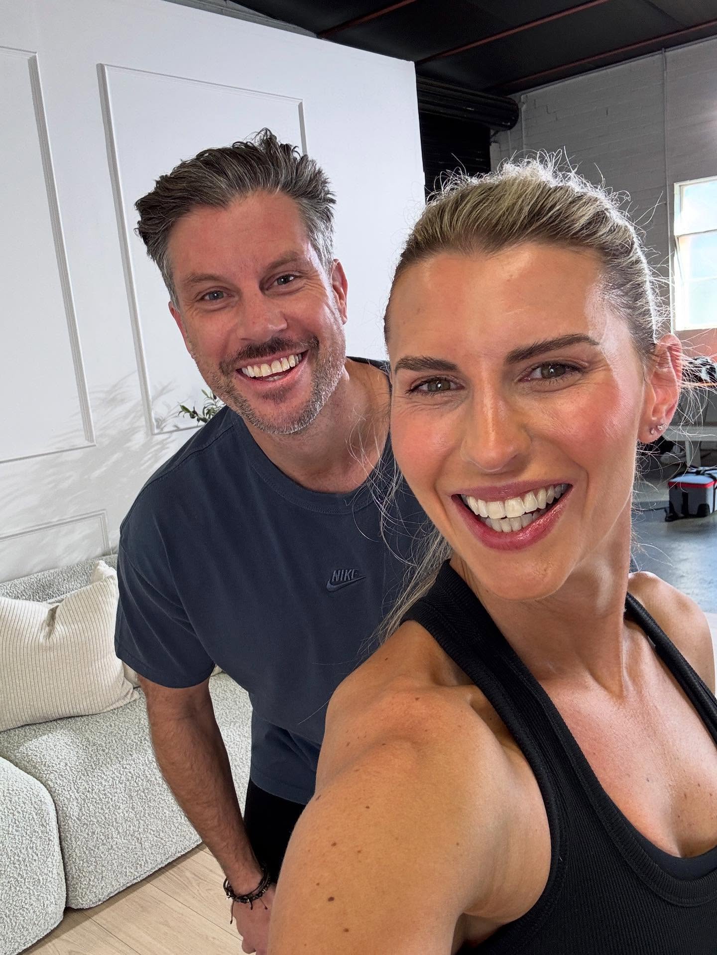 Instagram post by @tiffhall_xo for 28bysamwood. Caption reads: Two trainers, twice the energy, double the fun…....