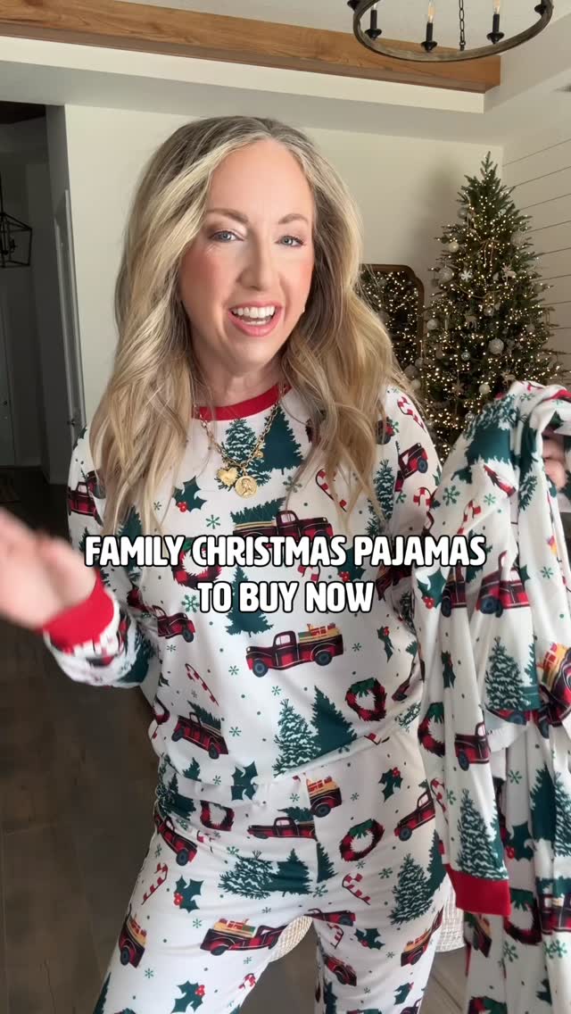 Instagram post by @lawoffashionblog for PatPat. Caption reads: Family matching Christmas pajamas you’ll love!....