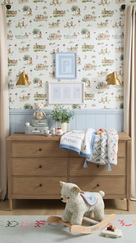 Instagram post by @rileysheehey for Pottery Barn Kids. Caption reads: Give the gift of @rileysheehey 🐻🐰 Find adorable....