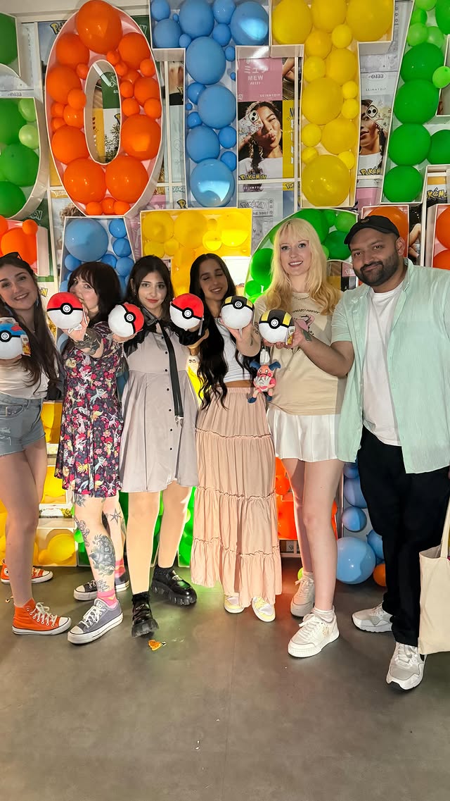 Instagram post by @mayplaystv for Skinnydip London. Caption reads: the new @skinnydiplondon x @pokemon collection is....