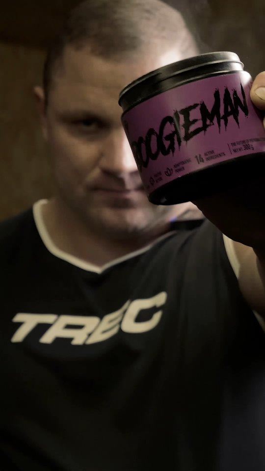 Instagram post by @kieliszkowskimateusz for TREC NUTRITION. Caption reads: TRAIN HARD TRAIN SMART HAVE FUN @TRECNUTRITION....