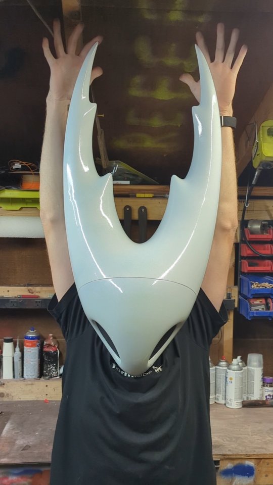 Instagram post by @builddanielbuild for Creality. Caption reads: Pure Vessel Helmet is done! 
Here's a quick edit....