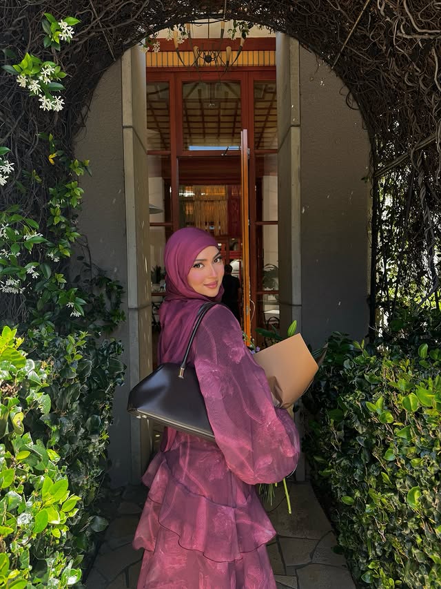 Instagram post by @nashitasultana for Veiled. Caption reads: bday week pt II 💐💗🎀🎂 hijab is....