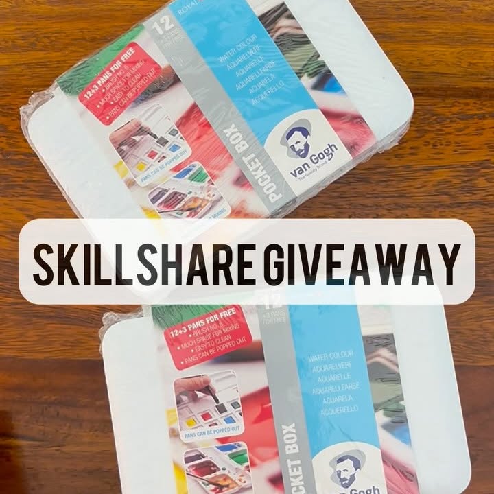 Instagram post by @watercolor.illustration.letter for Skillshare. Caption reads: [...] Second winner to be declared soon!!....