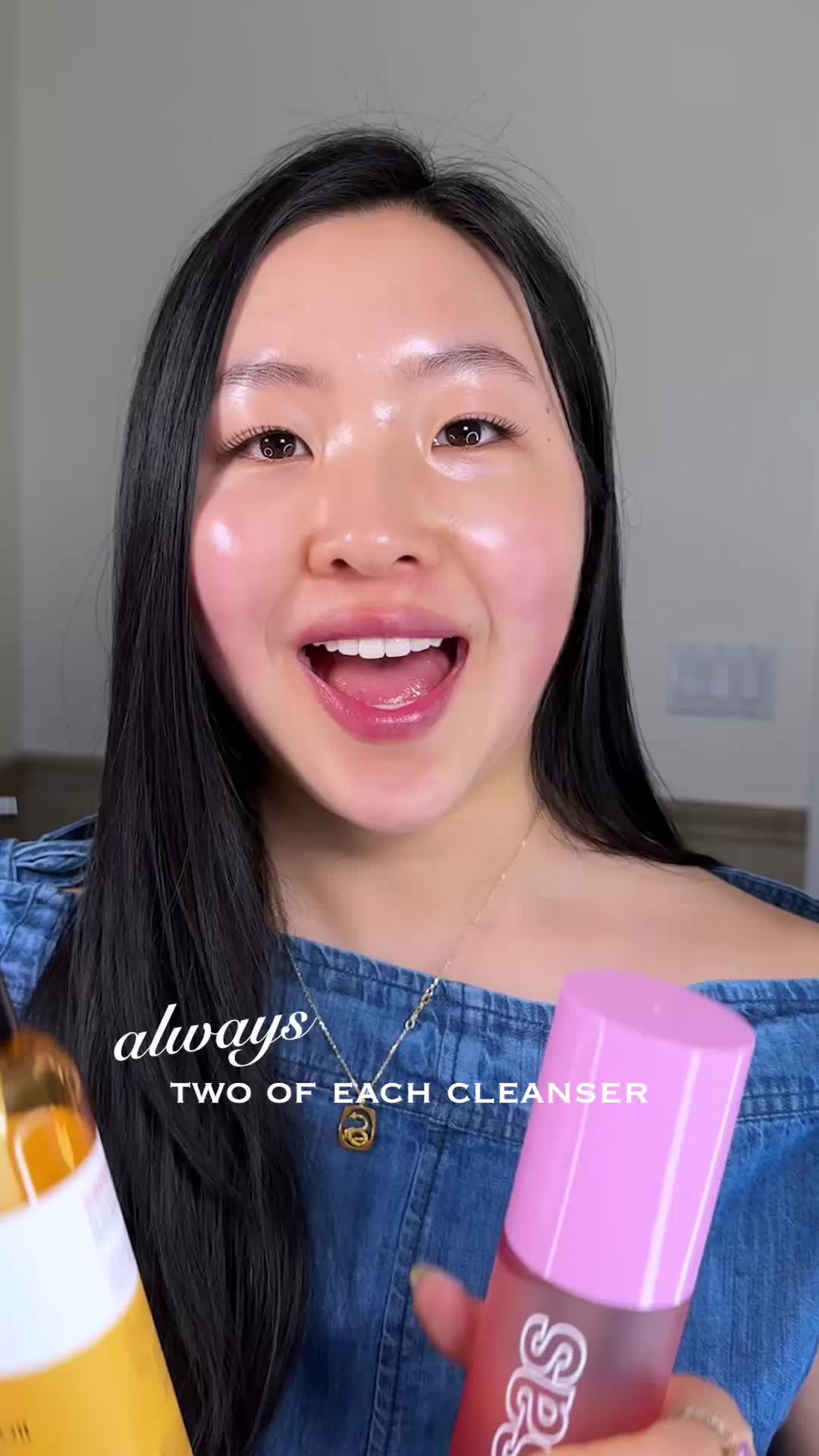 TikTok post by @darcybylauren for Kosas. Caption reads: [...] ☺️ cleansers linked in bio #milkyskin @Kosas....