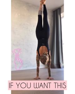 Instagram post by @kickassyoga for Hey Honey. Caption reads: Day 4️⃣4️⃣// #365daysofhandstands
Afraid of....