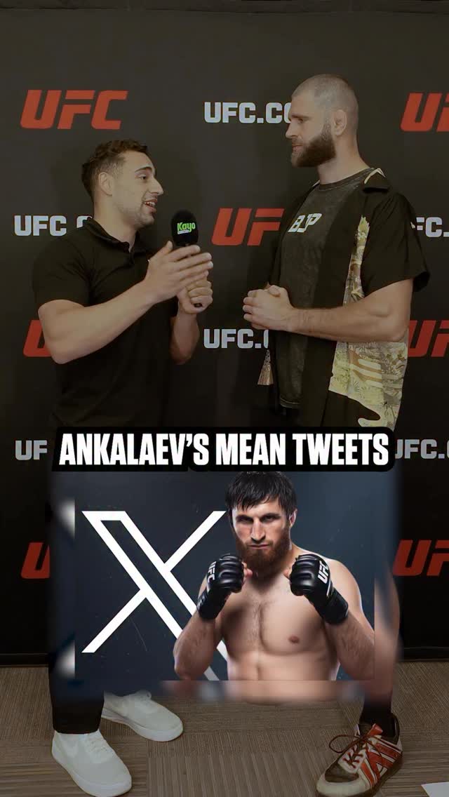 Instagram post by @jonbernardk for Kayo Sports. Caption reads: Magomed Ankalaev’s Mean Tweets #ufc #mma #ufc320.