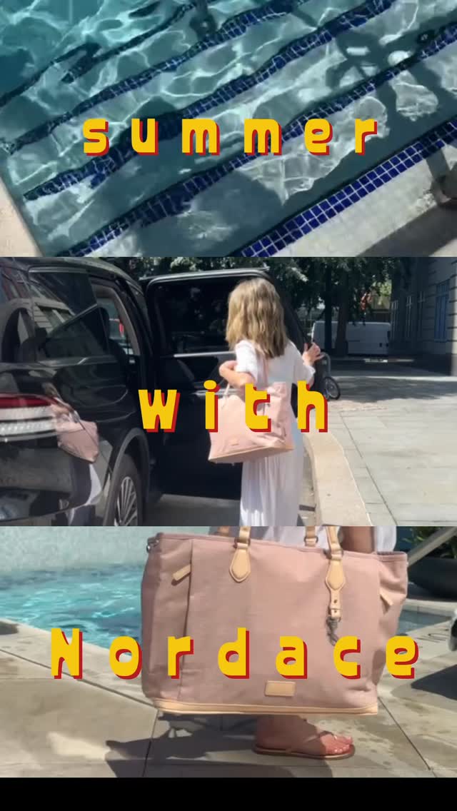 Instagram post by @ashleyspivey for Nordace. Caption reads: From pool days to splash pad adventures — this....