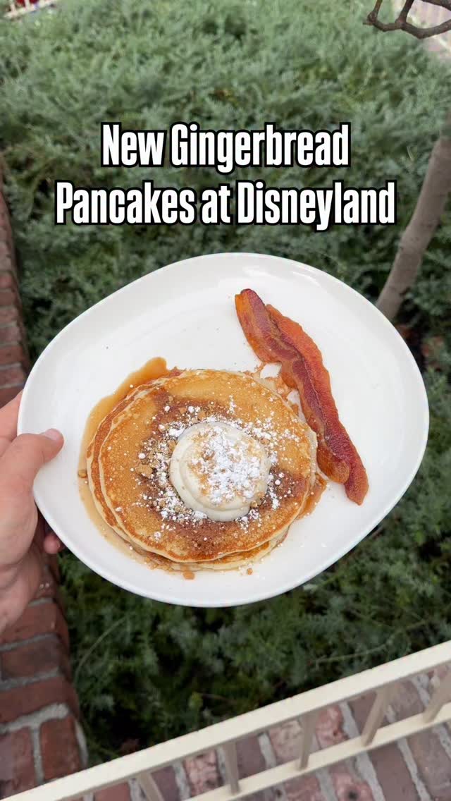 Instagram post by @foodatdisneyland for Disneyland. Caption reads: The New Gingerbread Pancakes from River Belle....