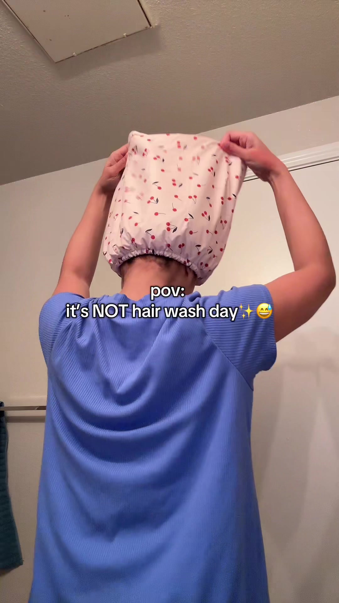 TikTok post by @mommykathintexugc for Kitsch. Caption reads: [...] hair, I wont risk it 😂 @Kitsch....